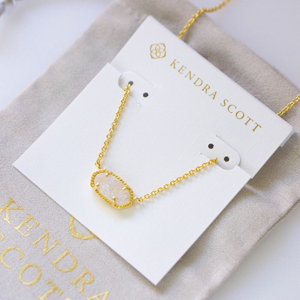 Kendra Scott Elisa Gold Pendant Necklace in Iridescent Drusy